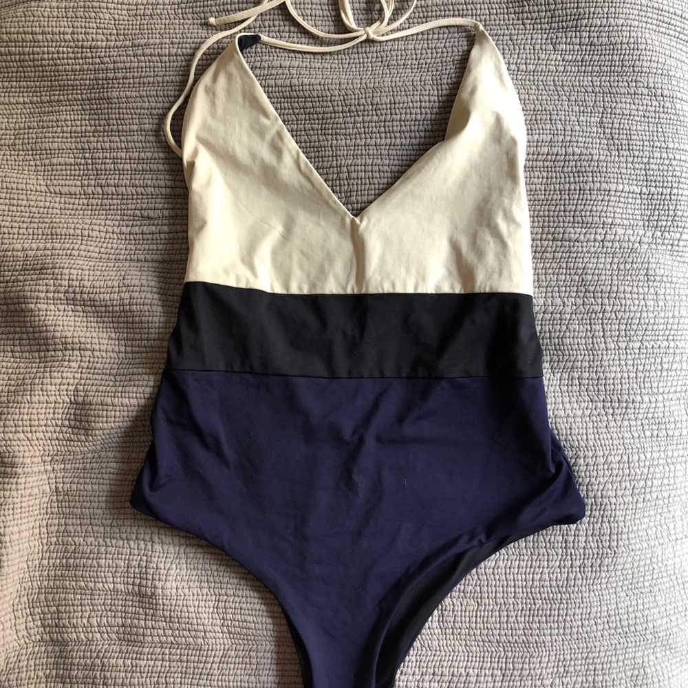 Color block cheeky one piece